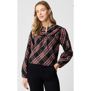 J.Crew Factory | NWT Tartan Poplin Top Stewart Plaid Red Black | Sz XL